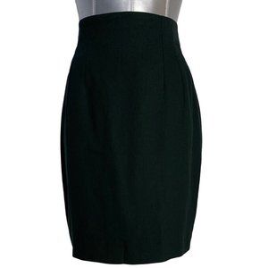 Laurel Escada Skirt US SZ 2  Pencil Dark Hunter Green Dart Waist Wool Blend Cute